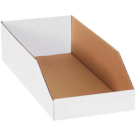 Box Packaging Corrugated Storage Bin, 200#/Ect-32-B Corrugated, White, 8 in W BSBINBWZ818